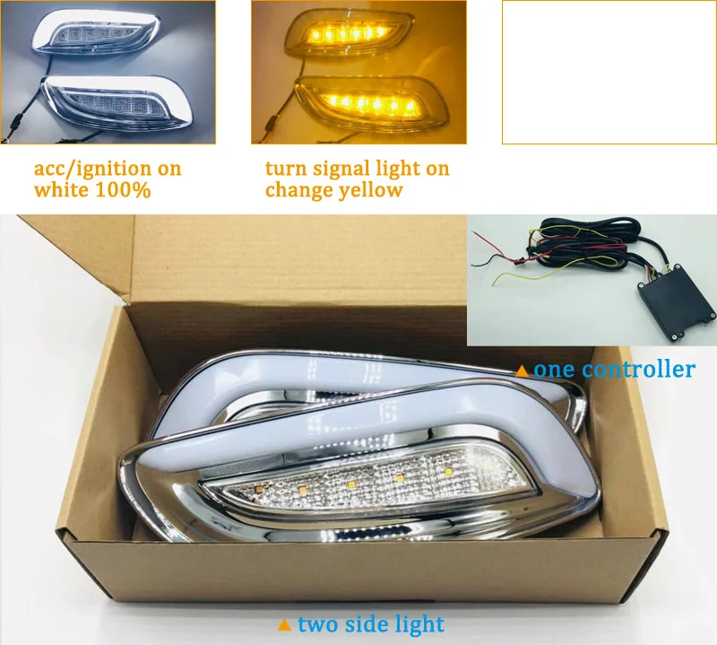 2 шт. светодиодный светильник дневного света для Lexus RX300 RX330 RX350 2003-2009 желтый сигнал поворота водонепроницаемый 12 В DRL противотуманная фара украшение