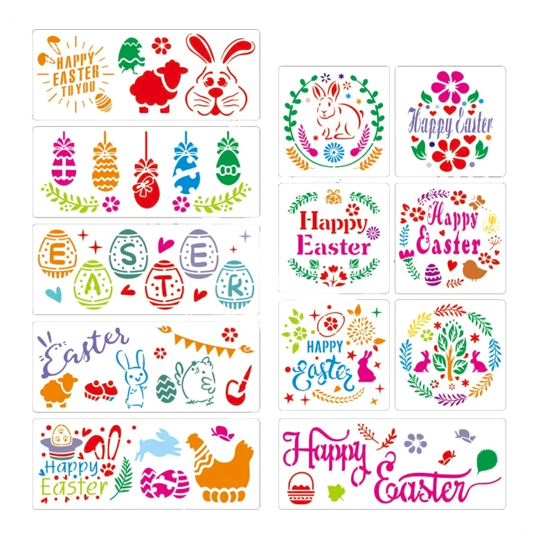 12 шт. трафареты для рисования пасхальных яиц | Канцтовары офиса и дома