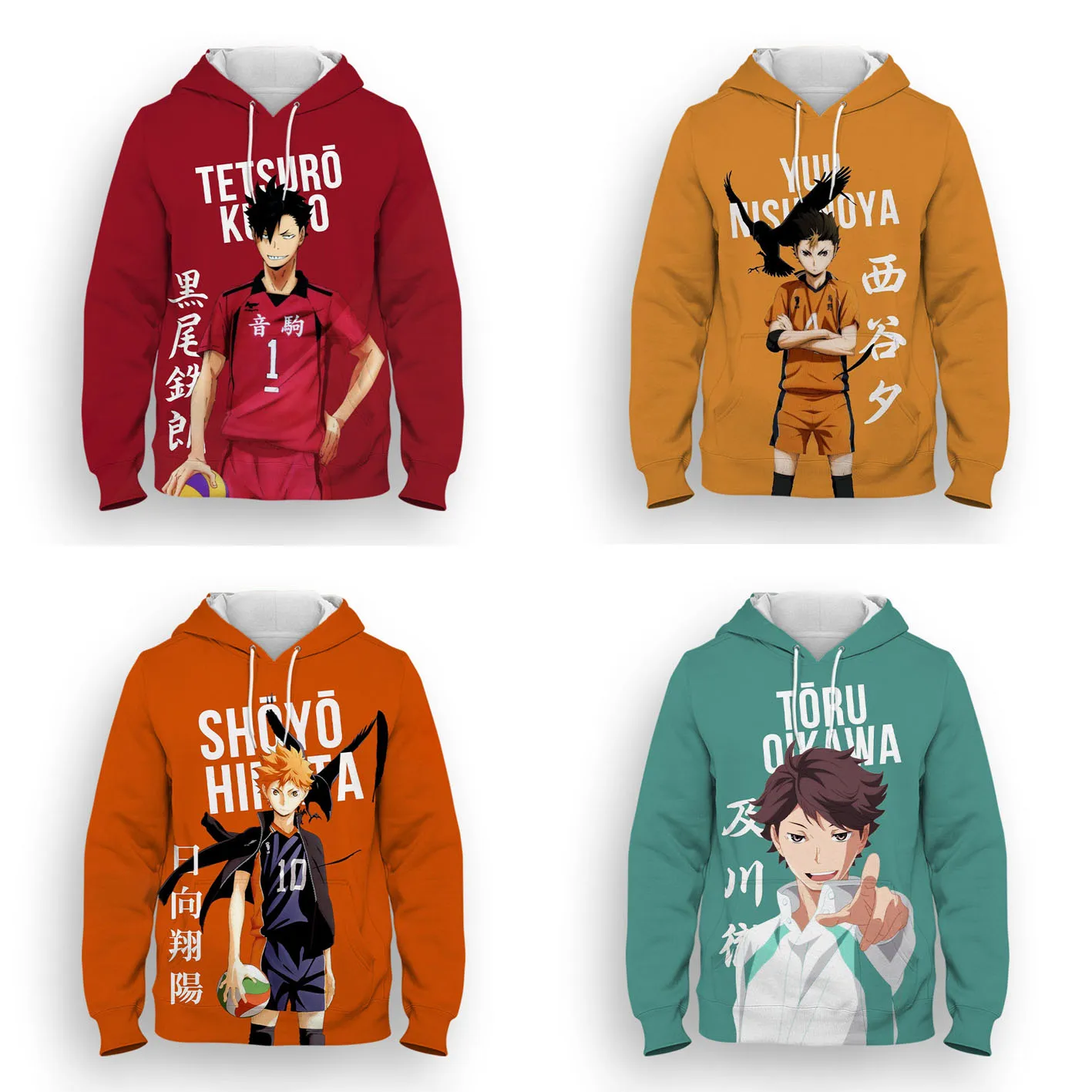 

Детская толстовка haikyuu с аниме-принтом, мужские и женские толстовки с капюшоном, мужские и женские свитшоты с принтом манги, одежда для мальч...