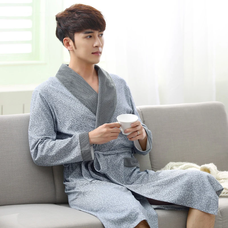 2021 Новое поступление модная ткань 100% хлопок мужские Спальные халаты бесплатная