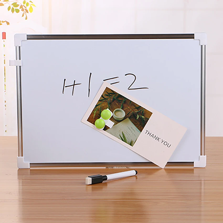 

Basics Magnetic Dry Erase Board with 1 Pen and 2 Magnetic Clasps, Dual Sided Magnetic Whiteboard, Aluminum Frame, 35x25x0.7cm