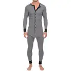 Мужское нижнее белье, обтягивающие, в полоску комбинезон с длинным рукавом и круглым вырезом, на пуговицах