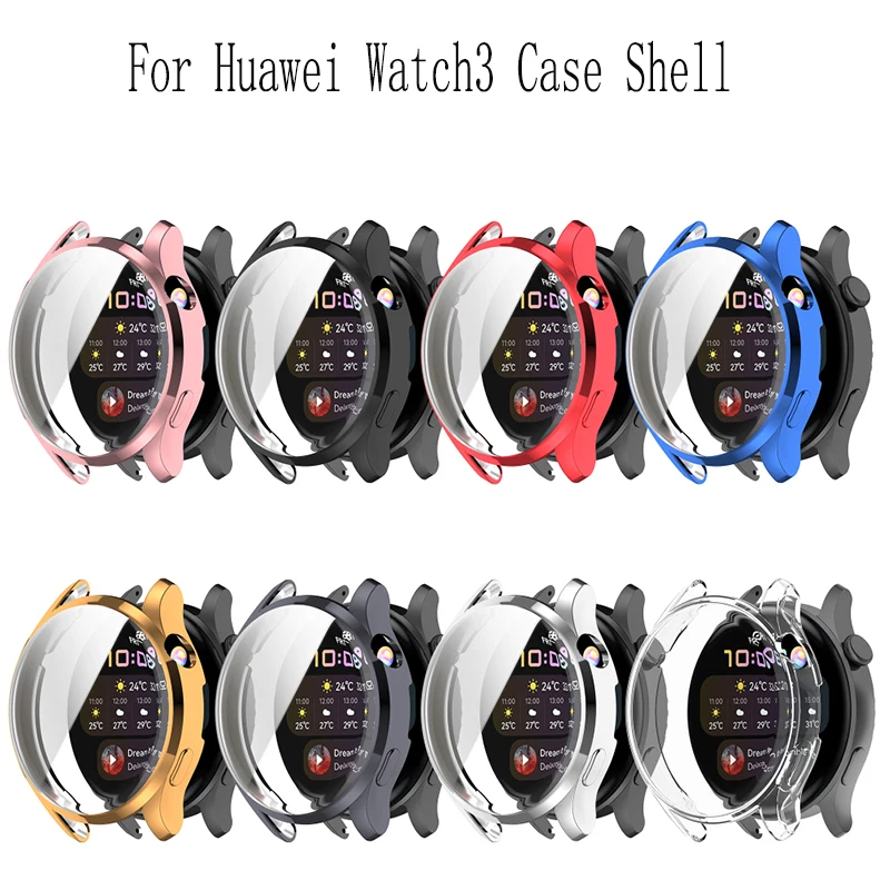 

Чехол-бампер из ТПУ с гальваническим покрытием для Huawei Watch 3, защитная пленка из закаленного стекла для часов 3, аксессуары, 360