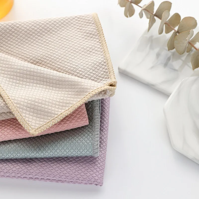 5/10pcs Kitchen Cleaning Fish Scale Grid Rag Microfiber Towel Absorbable Glass Dish Table Window Car Dishcloth | Дом и сад