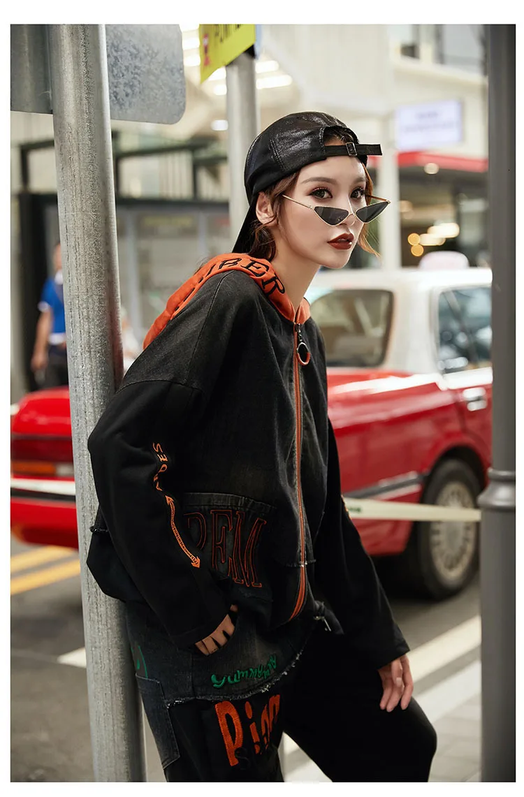 Max LuLu корейская мода уличная женская джинсовая Лоскутная куртка женские свободные пальто с капюшоном Повседневная осенняя одежда Большие размеры