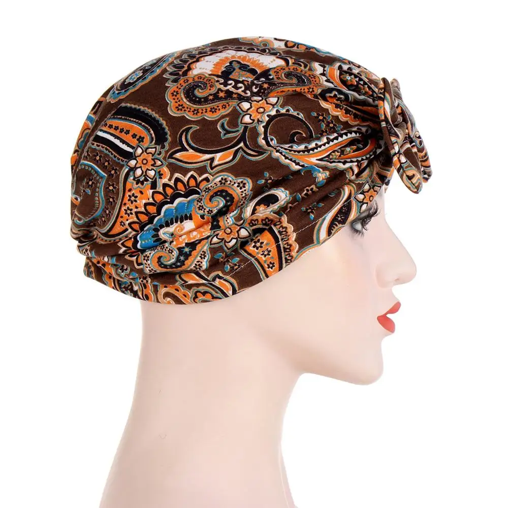 

2020 New Spring Summer Indian Turban Bonnet Bow Sequin Inner Caps For Hijab Muslim Solid Cotton Turbante Hat Islamic Headwear