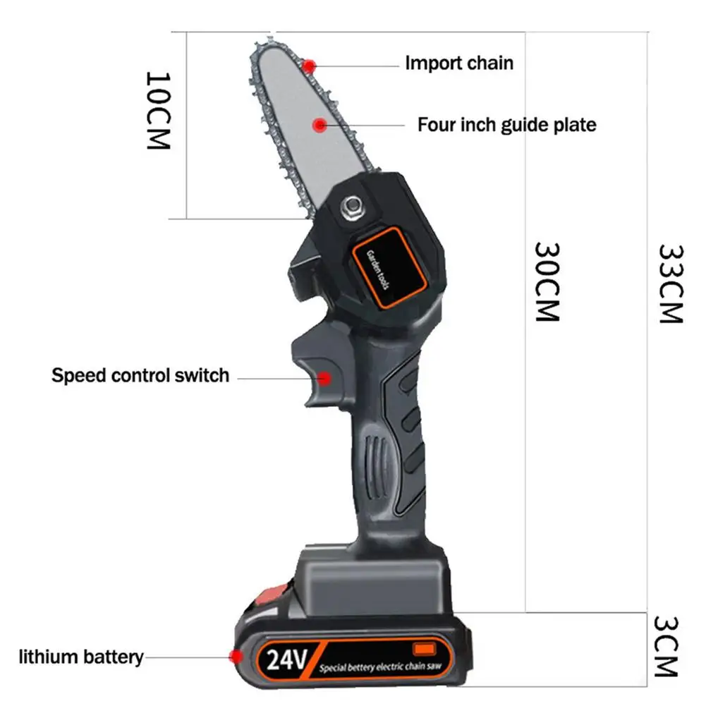 

Mini Electric Chainsaw Cordless Handheld Pruning Saw Portable 24V Lithium Battery Wood Cutter Home Garden Logging Power Tool