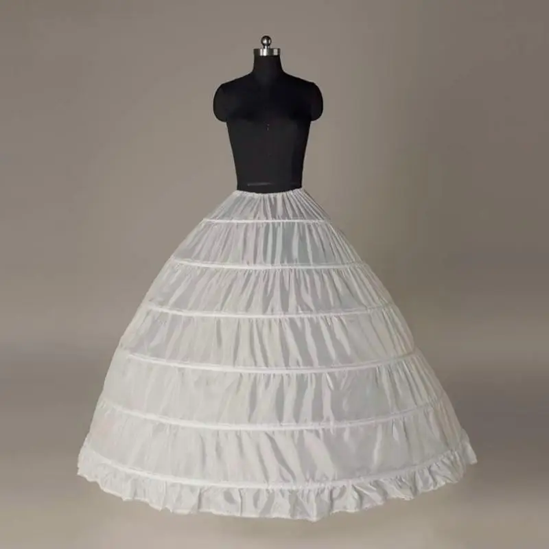

Cheap Ball Gown Petticoat White Crinoline Underskirt Wedding Dress Slip 6 Hoop Skirt For