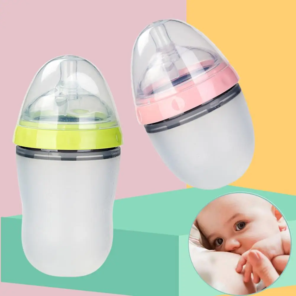 

Baby Milk Bottle Baby Breast milk Bottle Wide Neck Silicone NIpple Feeding Weaning Milk Container Breast Milk Weaning Artifact