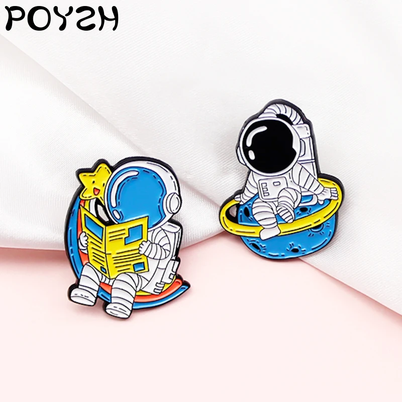 Брошь на лацкан с изображением астронавта звезды радуги моста Вселенной космоса