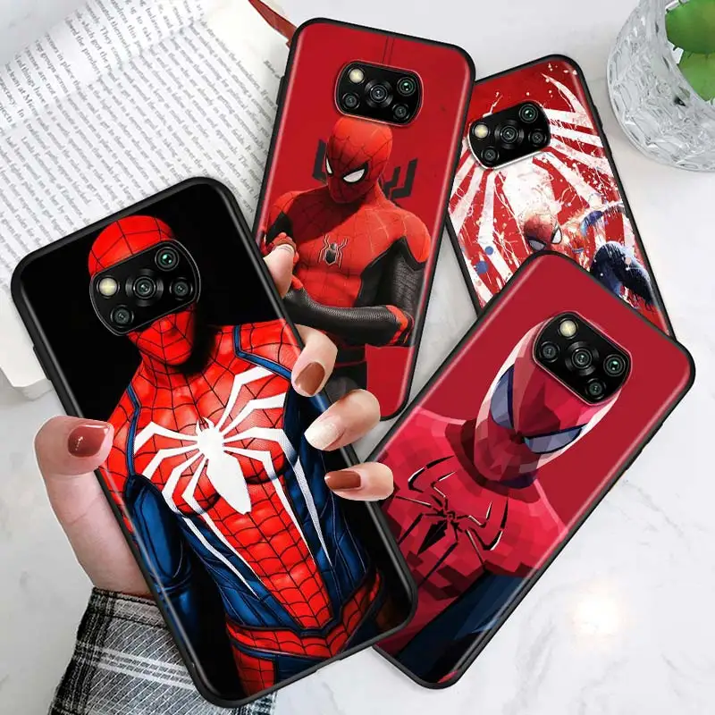 

Marvel Avengers Spider ManFor Xiaomi Poco X3 NFC F3 GT X2 M3 M2 5G Pro Mi A3 Lite 9SE CC9 Soft Black Phone Case Cover Shell