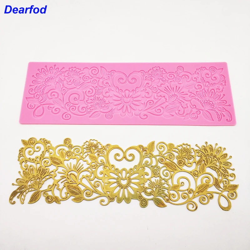 Силиконовая форма DBS032 с цветочным узором силиконовая кружевная инструмент для