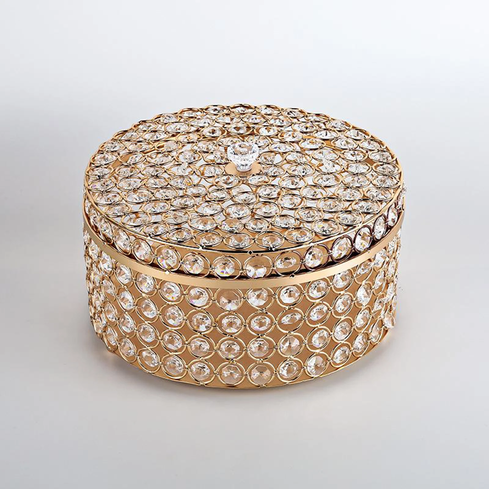 

Vintage Antique Round Shape Crystal Jewelry Box Ring Small Trinket Storage