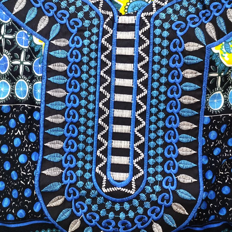 Женское платье с аппликацией Dashikiage синее повседневное длинное из чистого хлопка