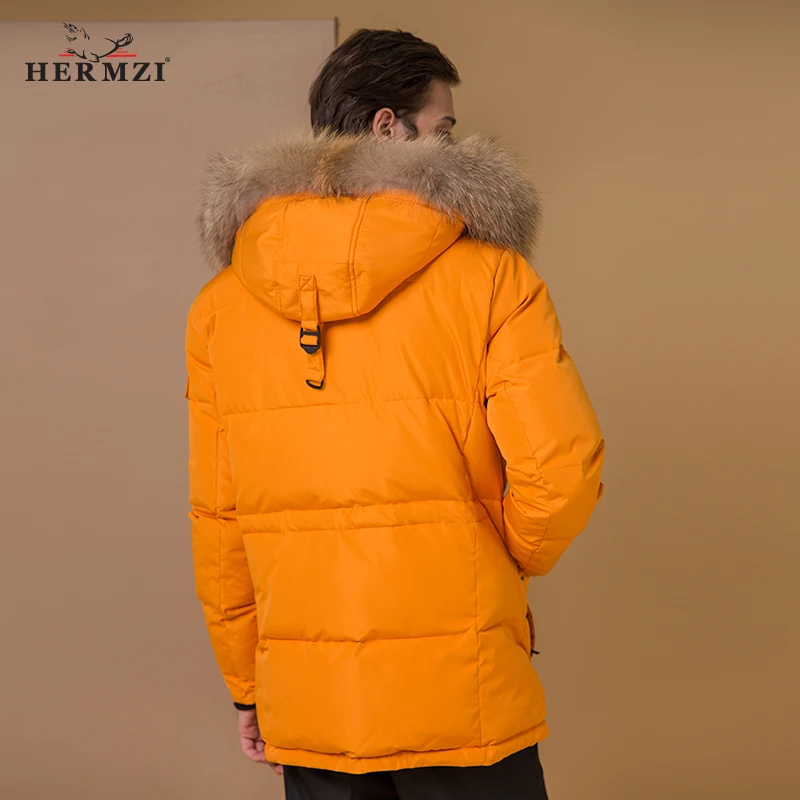 HERMZI 2020 Мужское Зимнее Пальто Зимняя Куртка Мужская Теплая Синтепон Аляска Парка