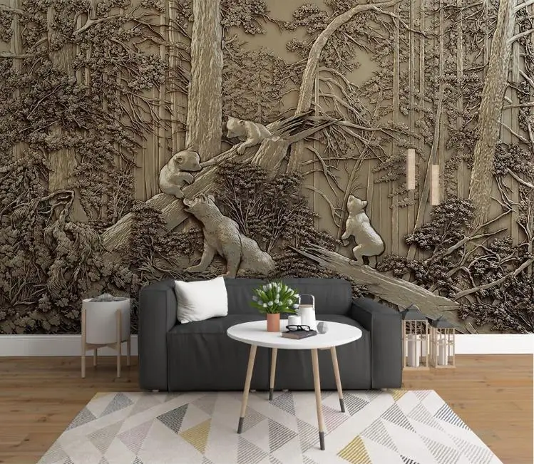 Настенные 3D-обои на заказ рельефные обои с изображением Золотого медведя