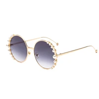 2020 new luxury pearl sunglasses women fashion metal frame round sunglasses brand designer mirror pearl sun glasses uv400