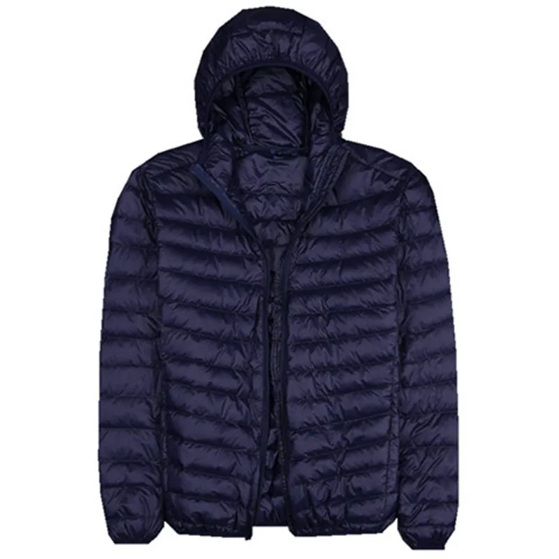 

Autumn New Mens Clothes Fashion Boutique Solid Color Light Comfortable Casual Hooded White Duck Down Jacket Men Coat