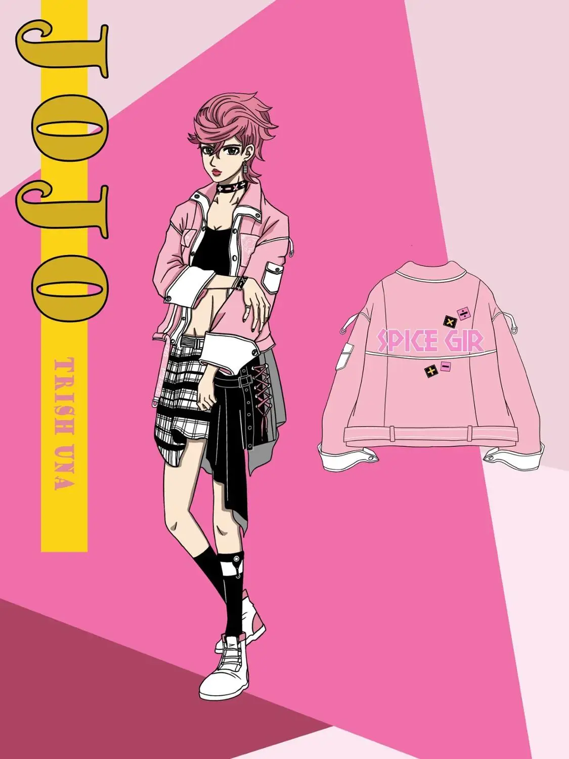 Аниме JoJo's Необычные Приключения Золотой ветер Trish Una косплей костюм пальто осень зима женская розовая куртка модное пальто