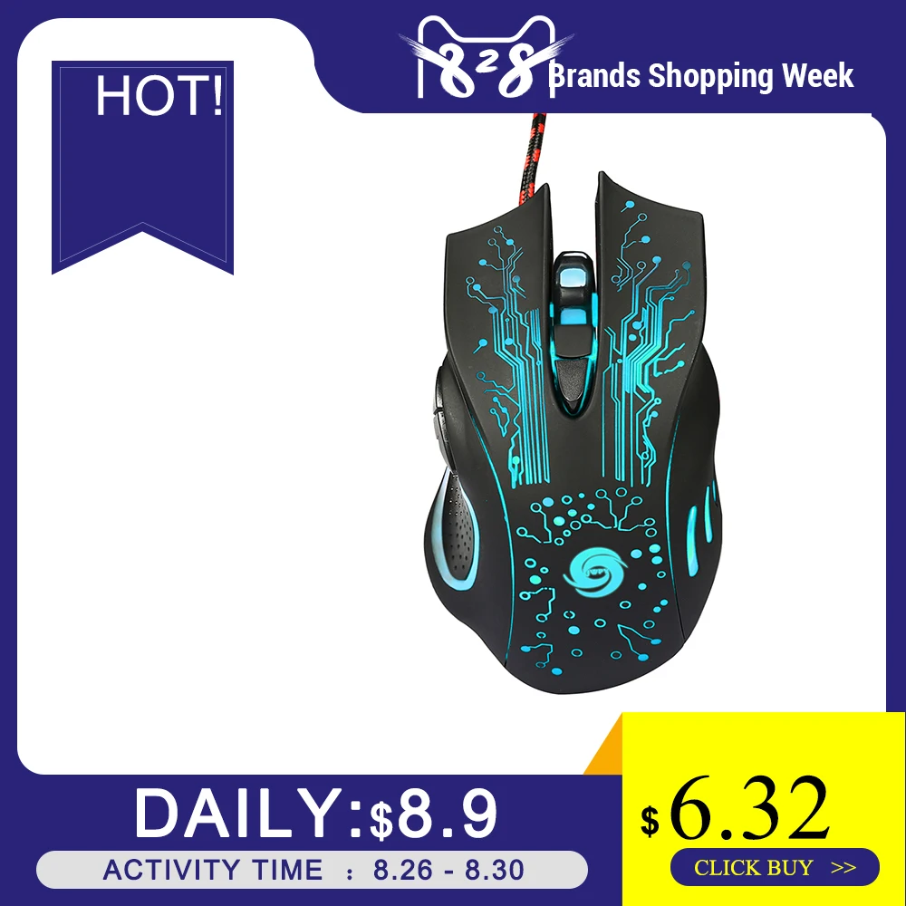 DPI 5500 6 кнопок мыши оптическая светодиодная Проводная игровая мышь USB
