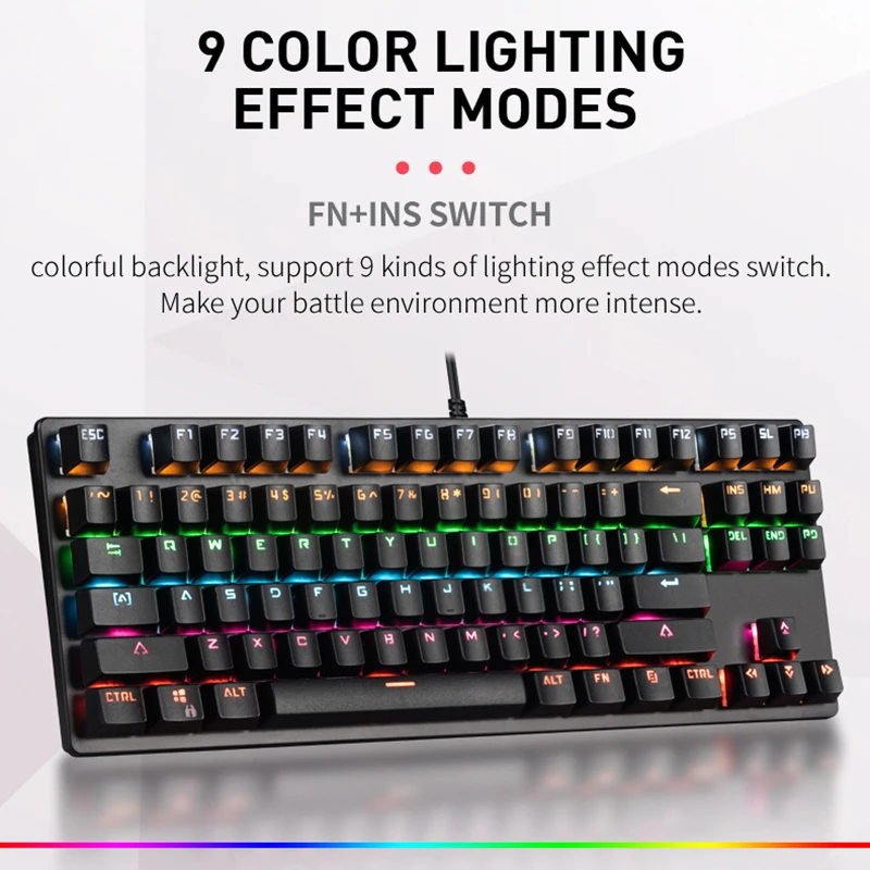 Проводная клавиатура для игр на ПК и ноутбуке игровая механическая с 87 клавишами