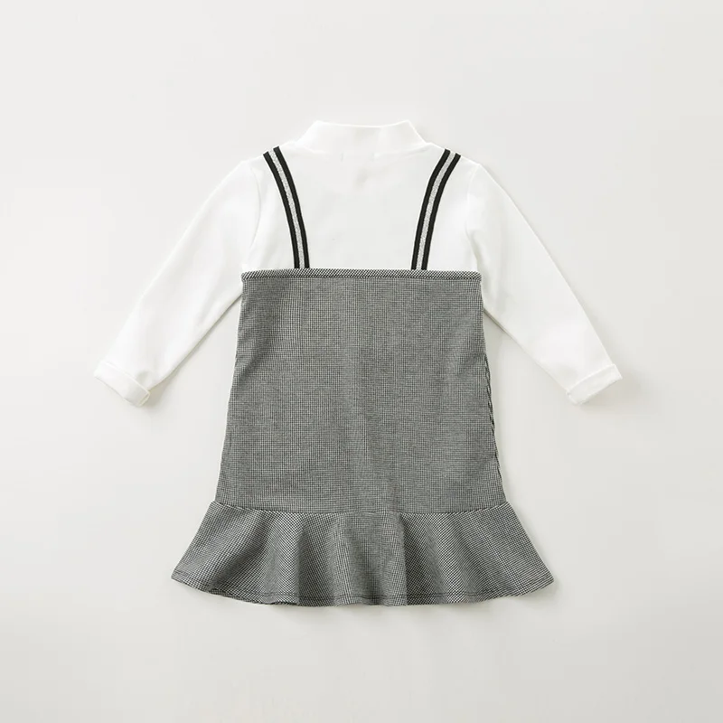 DBK10680 dave bella/осеннее модное клетчатое платье с бантом для девочек милое детское