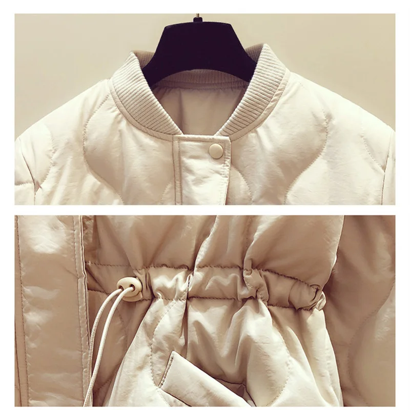 WSYORE Новая зимняя Женская куртка с Бейсбольным воротником приталенная на утином