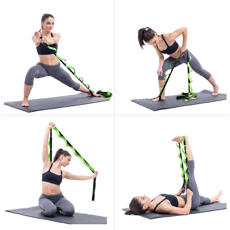 

High Quality Lengthened 12-segment Nylon Yoga Belt Yoga Stretching Belt Yoga Tension Belt Tension Belt Splitting Auxiliary Rope