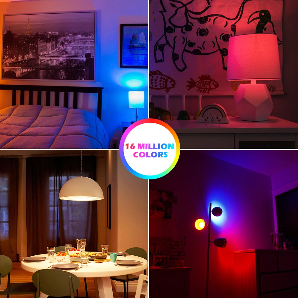 

E27 Smart Bulb 15W WiFi LED Light Lamp Color Changing Magic RGB + White Dimmable Timer Function Work