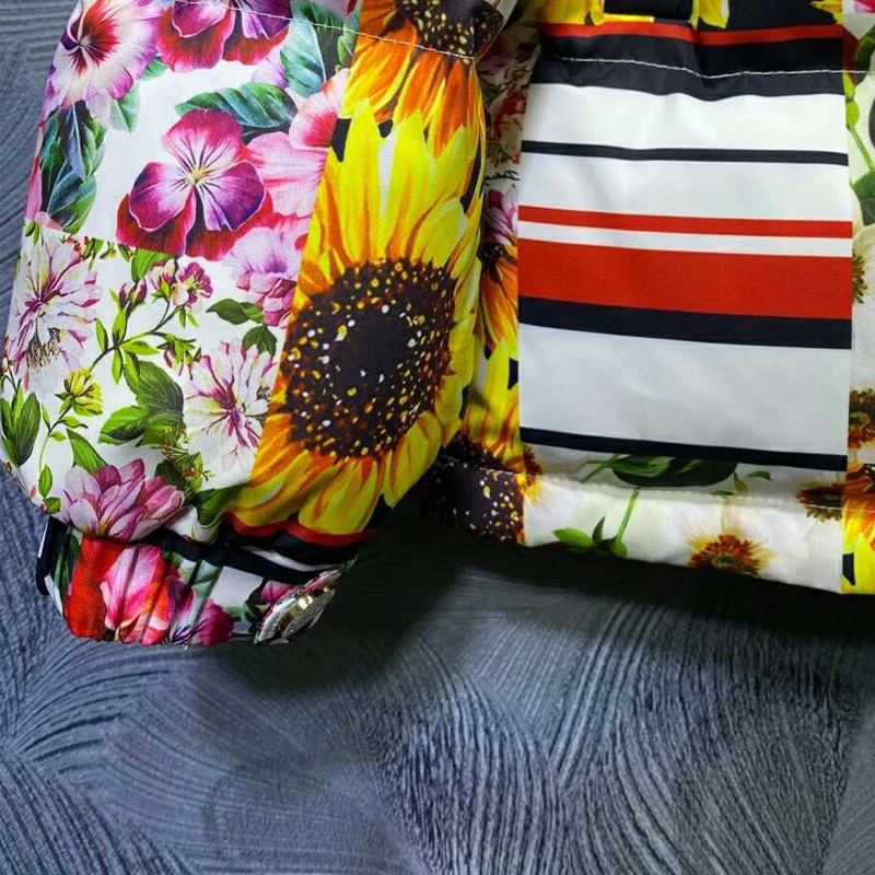 

SEQINYY Sicily Thick Coat Sunflower Print Dot 2020 Autumn Winter New Fashion Design Women Runway Warm Hooded Loose Outwear