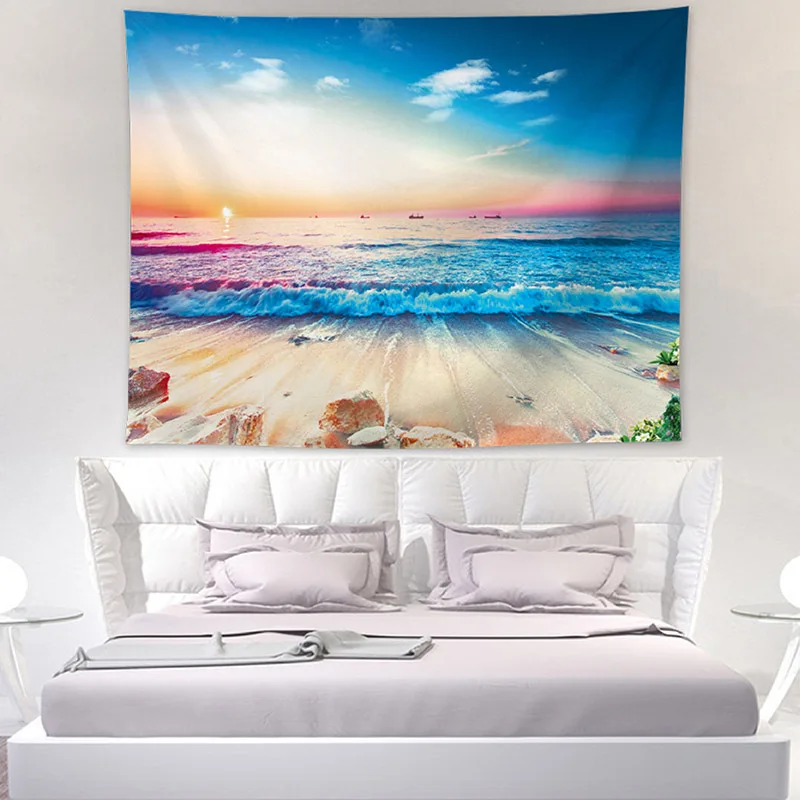 Настенный гобелен в средиземноморском стиле с изображением пляжа/морского