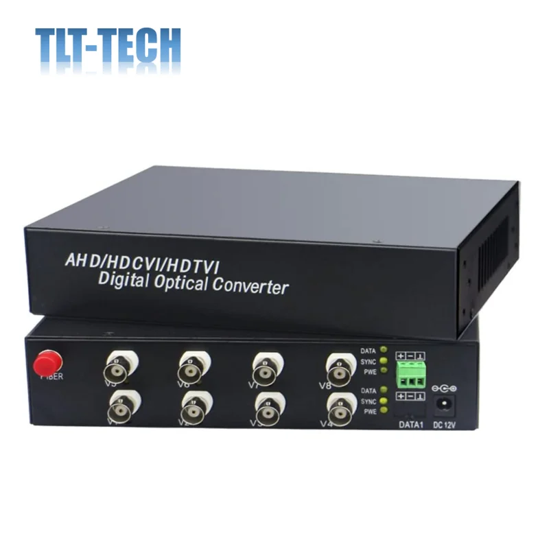 8 Channels Video Media Converters Over Fiber Optical with RS485 Data for HD CCTV 1080P 960p 720p CVI TVI AHD Cameras