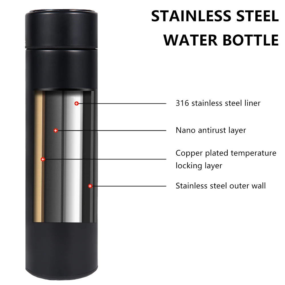 500 мл Термос Термосы температурный дисплей 316 нержавеющая сталь бутылка для воды