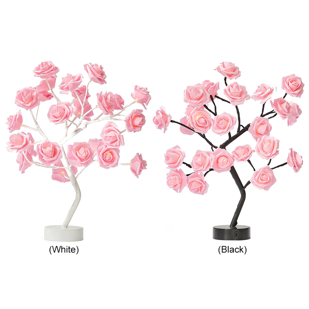 

LED Table Lamp Rose Flower Tree USB Night Lights Home Decoration LED Table Lights Parties Xmas Christmas Wedding Bedroom Decor