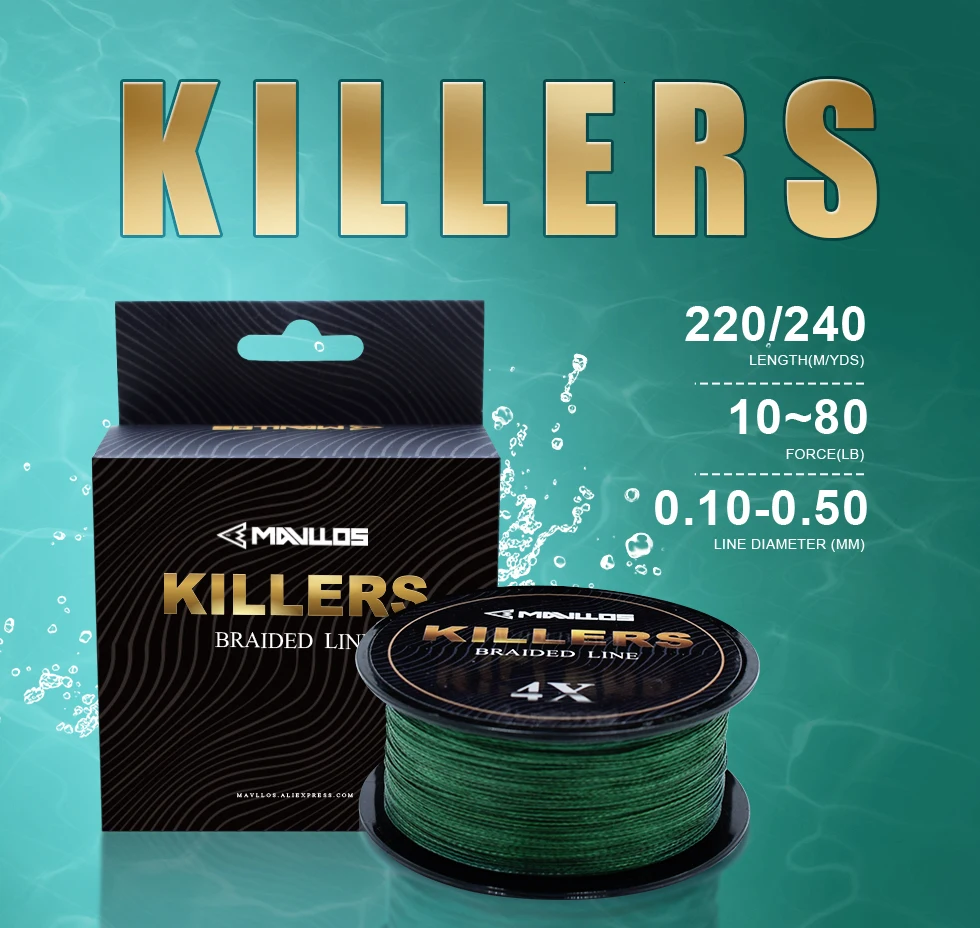 Mavllos Killer, 4 нити, плетеная леска с очень низкой памятью, 150 м/164YDS, очень сильная плетеная леска с мультифиламентом для морской воды