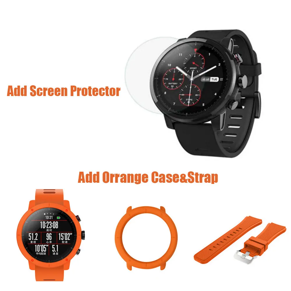 Add orrange strap Huami Amazfit 2 Amazfit Stratos 2 Смарт часы мужские 5ATM водонепроницаемые с gps часы PPG пульсометр - Цвет: Add orrange strap