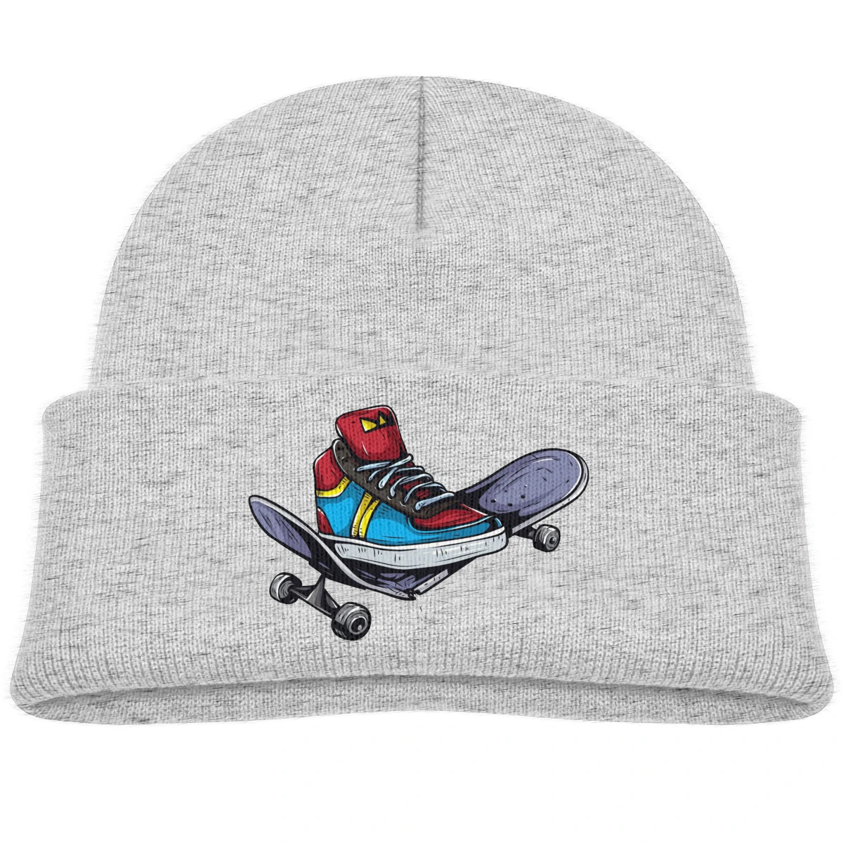 Детские вязаные шапки шапка спортивная обувь и скейтборд детские с черепом