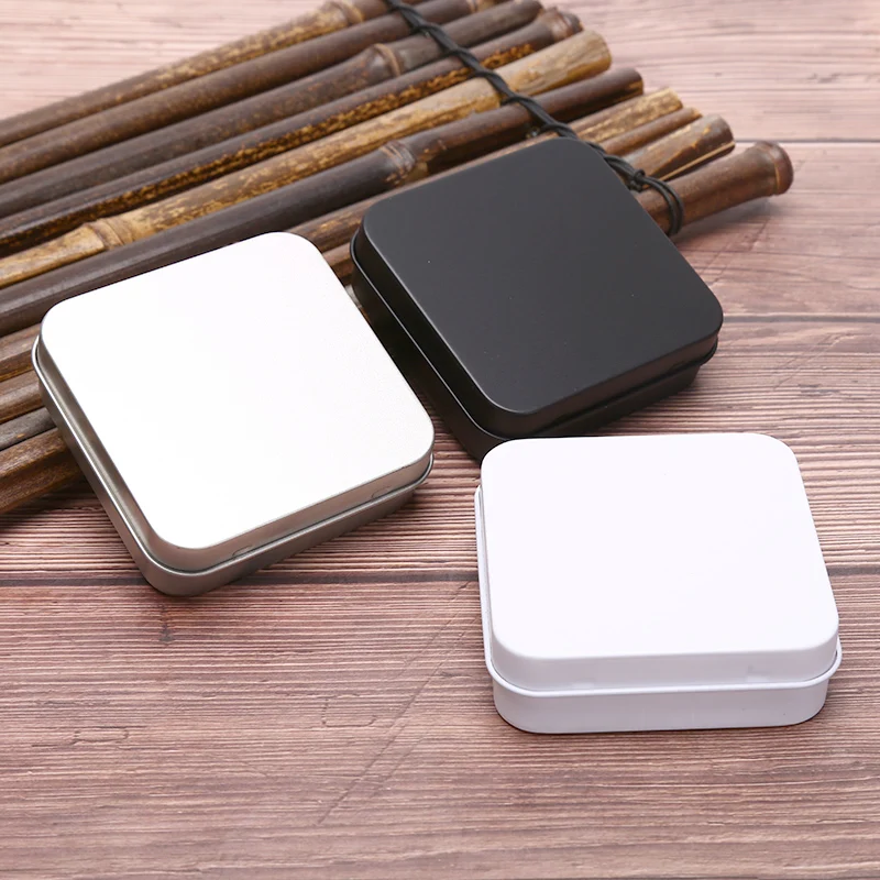 

Mini Metal Tins Container Square Hinged Flip Storage Tin Box Jewelry Coin Case Metal box Used To Store U Disk Jewelry Food Candy