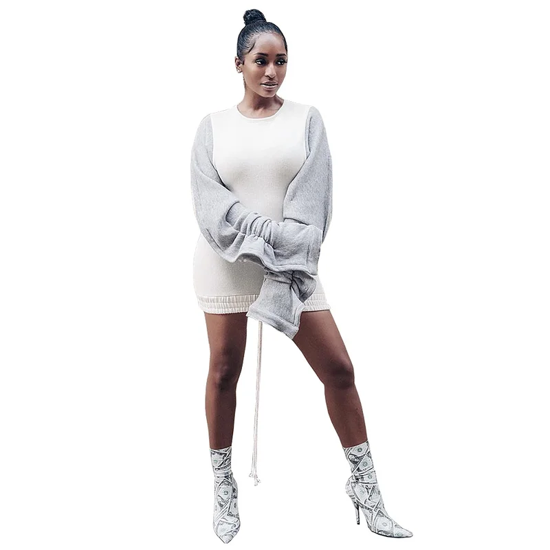 Зимнее бархатное платье с пышными рукавами и капюшоном женское повседневное