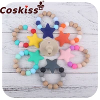 coskiss baby teething chew toy bpa free safe silicone star nursing bracelet chewable silicone beads diy crafts teether