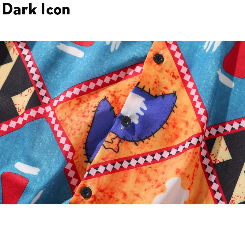 Dark Icon Vintage Style Baroque Shirt Men 2020 Summer Turn-down Collar Casual Men's Shirts Street Clothing | Мужская одежда