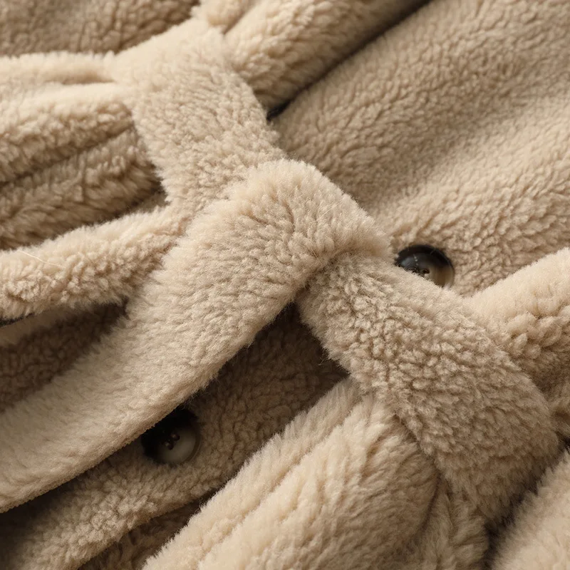 Куртка женская зимняя из овечьей шерсти утепленная длинная в Корейском стиле с