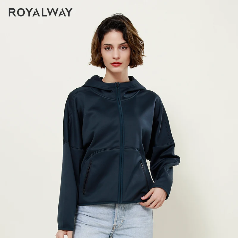 ROYALWAY 2019 New Women Knit Sweat Bat Sleeve Trainning Exercise Sweater Hooded Jackets Antistatic Fabric RFCL93265I | Спорт и