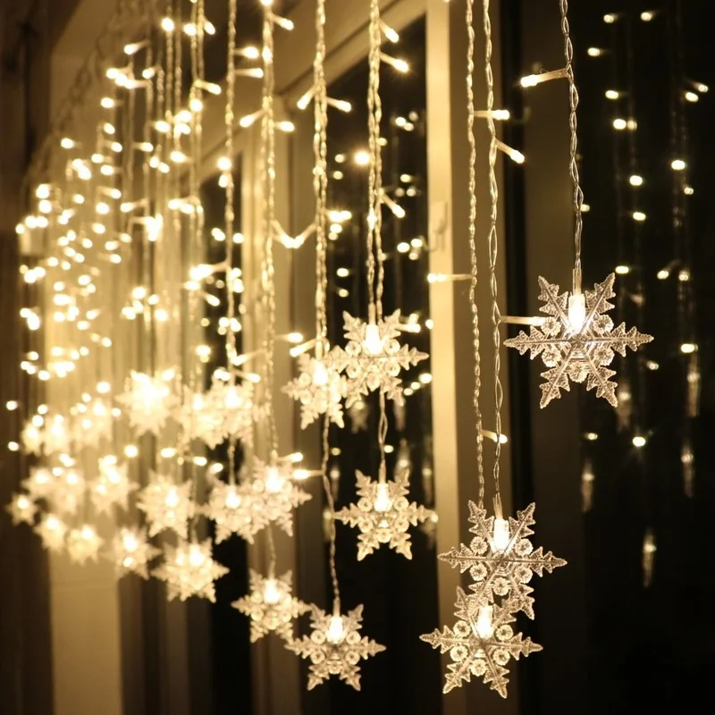

Christmas Lights Snowflakes Curtain String Light Fairy Light New Year Garland for Party Christmas Decorations for Home Navidad
