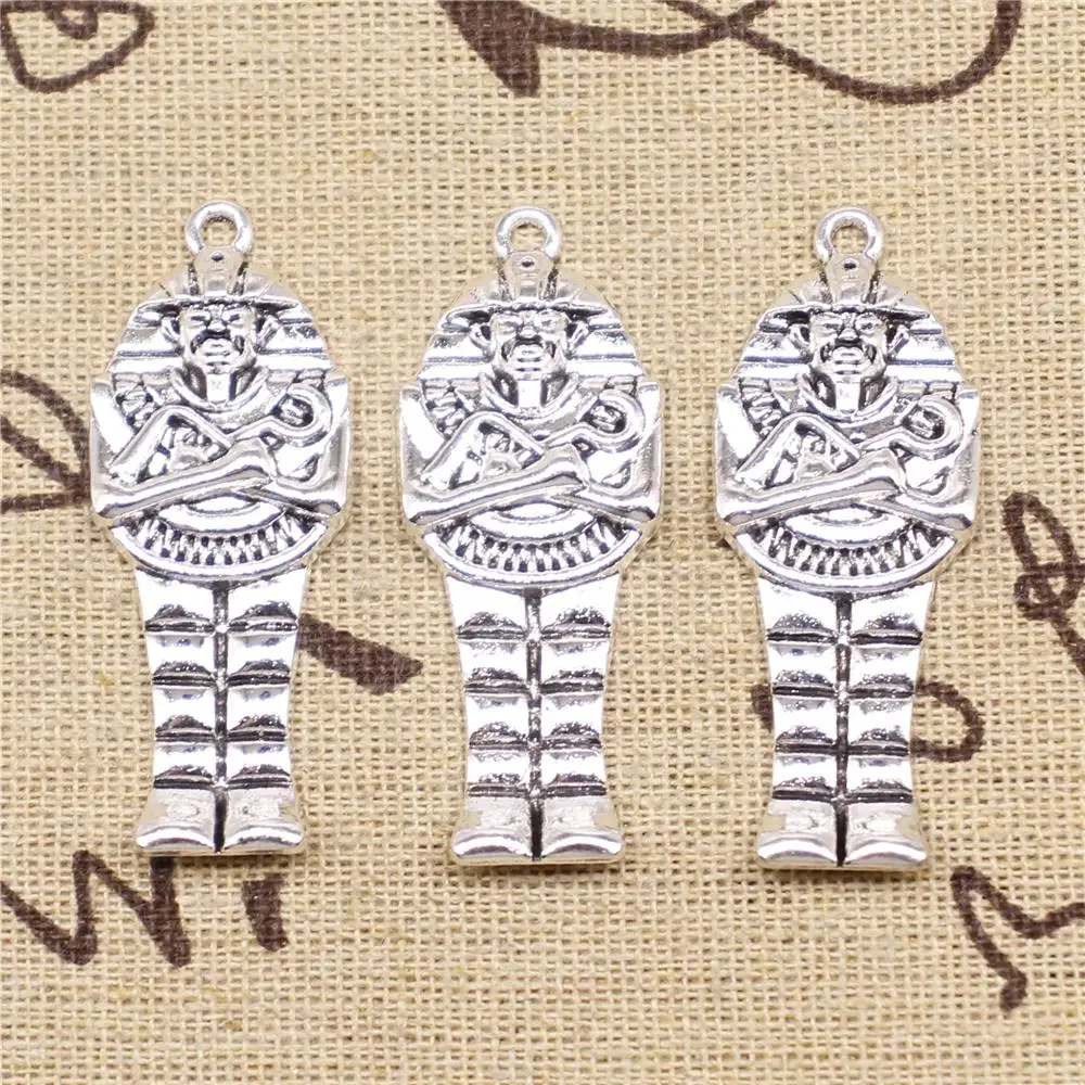 

Supplies For Jewelry Making 2pcs 45x18mm Antique Silver Color Egyptian Pharaoh Charms