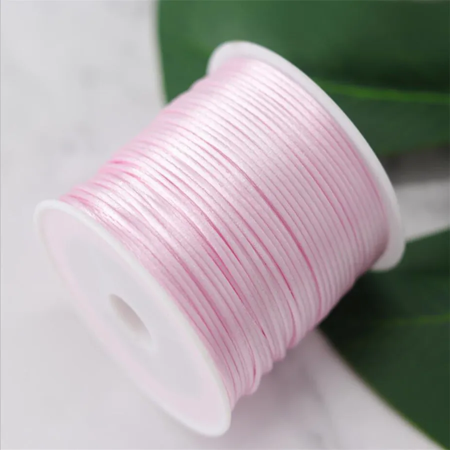 

1MM Lt Pink Nylon Chinese Satin Silk Knot Cord Rattail Thread Necklace Macrame String Jewelry Findings Beading Rope #111