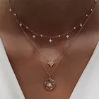 Женское винтажное ожерелье с кристаллами и звездами, многослойное золотое ожерелье с длинные ожерелья с подвесками, 2020, ювелирные изделия в стиле бохо