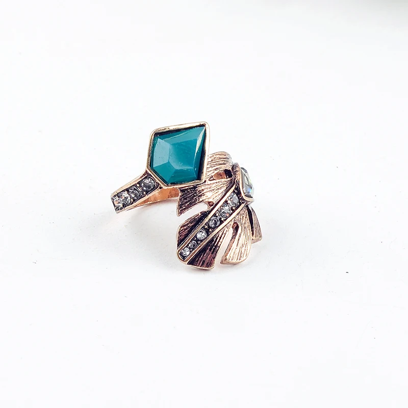 Этническое винтажное Золотое цветное кристаллическое кольцо для женщин ручной