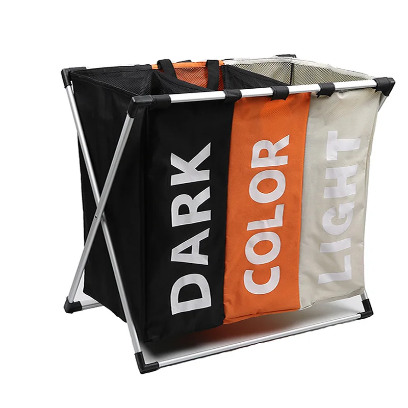 

Shu Shi Fashion Simple Seperated Laundry Basket Household Wholesale Oxford Waterproof Foldable Laundry Storage Basket