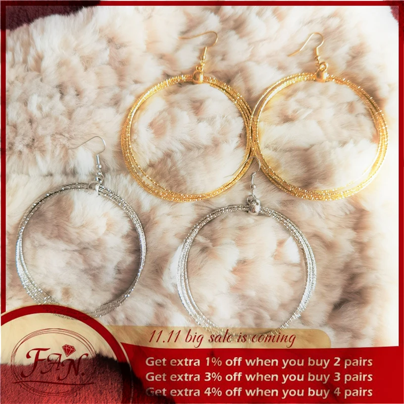 

Новинка 2021, лидер продаж, классический приятный подарок для женщин, вечерние, золотистый и серебристый цвет, металлические увеличенные боль...